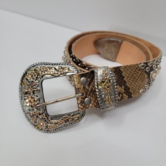 LEATHEROCK SNAKE WESTERN CRYSTAL EMBELLISHED BELT, SIZE S32 - Picture 1 of 6